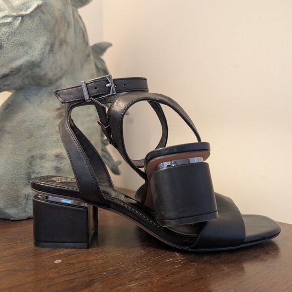 Vince Camuto Black Leather Acaylee Sandals - Picture 2 of 5